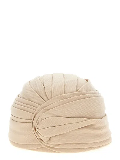 Valentino Beige Wool Rigid Turban Hat In Neutral