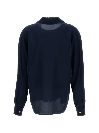 Max Mara Button-fastening Silk Polo In Blue