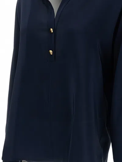 Max Mara Button-fastening Silk Polo In Blue