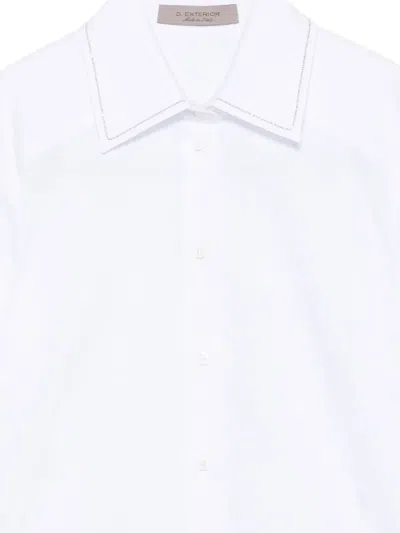 D Exterior 크리스털 장식 셔츠 In White