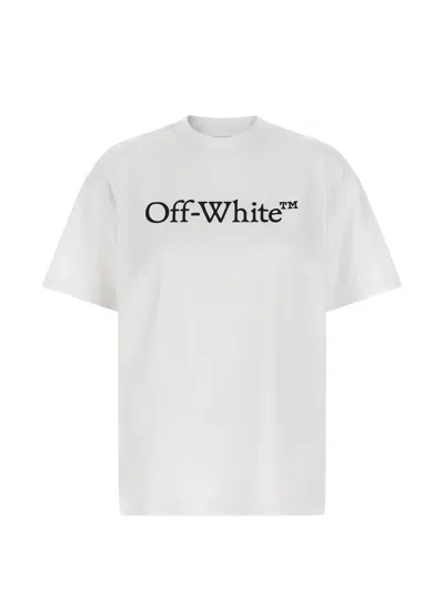 Off-white Relaxed Fit Cotton Tee With Oversized Logo In White