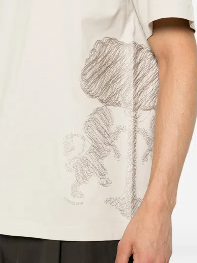 Corneliani Tree-embroidered T-shirt In White