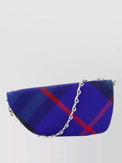 Burberry Micro Shield Chain Wallet Polyester Plaid In Blue