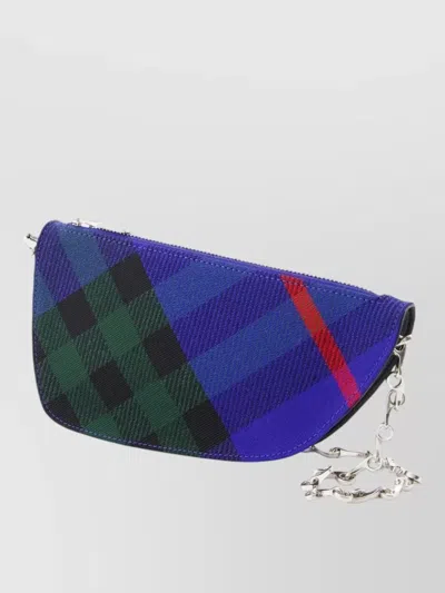 Burberry Micro Shield Chain Wallet Polyester Plaid In Blue