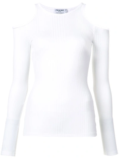 Frame Denim Variegated Cut Out Long Sleeve In White. In Blanc