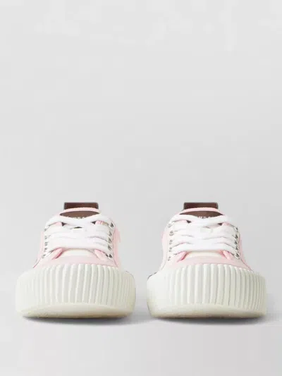 Versace Lace Sneakers Contrast Trim Pull Tab Sole In White