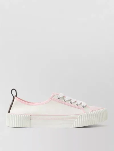 Versace Lace Sneakers Contrast Trim Pull Tab Sole In White