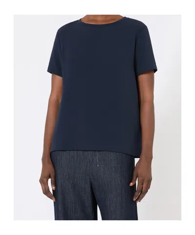 Max Mara Satin T-shirt In Blue