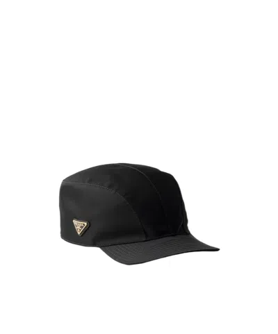 Prada Curved Brim Baseball Cap Structured Design In Black