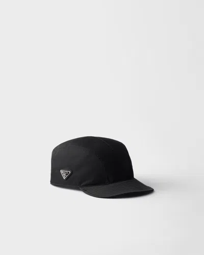 Prada Curved Brim Baseball Cap Structured Design In Black