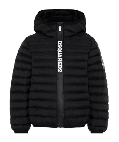 Dsquared2 Padded Jacket With Printed Logo In Black