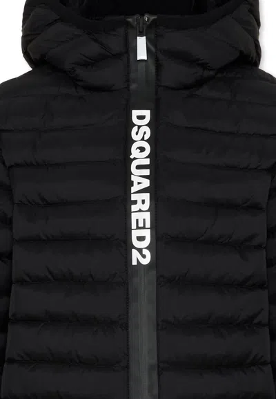 Dsquared2 Padded Jacket With Printed Logo In Black