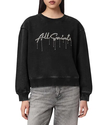 Allsaints Chains Pippa Embellished Sweatshirt In Black