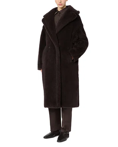 Max Mara Teddy Bear Alpaca Wool Oversized Coat In Black