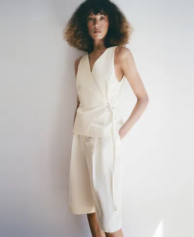 Mango Wrap Jumpsuit In White