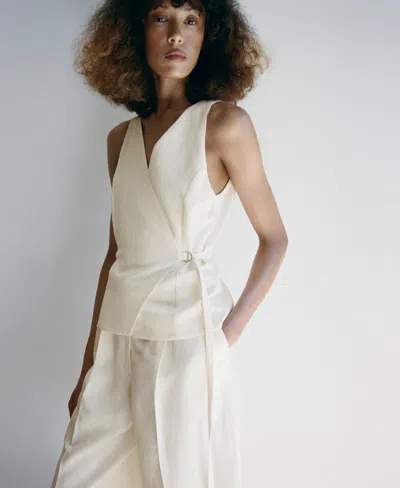 Mango Wrap Jumpsuit In White