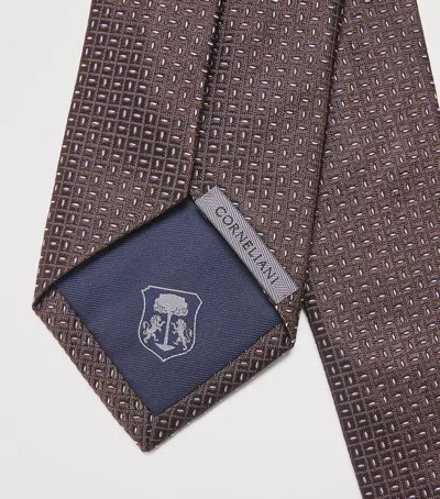 Corneliani Silk Jacquard Tie In Brown