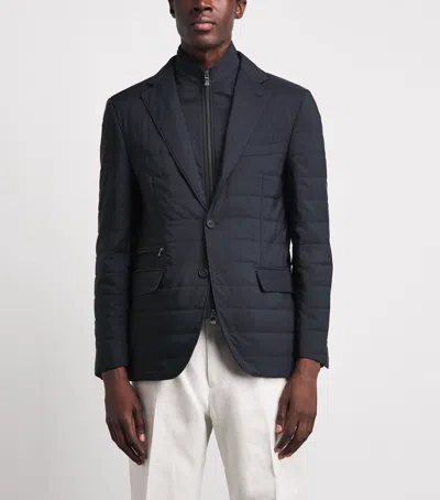 Corneliani Technical Quilted Blazer In Blue