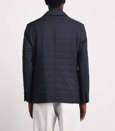Corneliani Technical Quilted Blazer In Blue