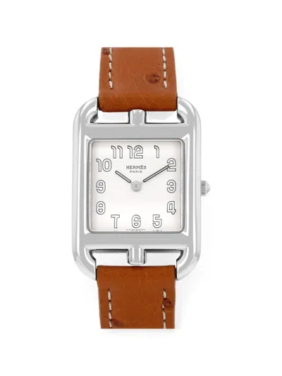Pre-owned Hermes 2000s Cape Cod Rectangular 34mm Watch In White