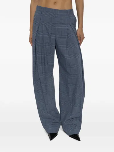 Iro Check-pattern Pleated Trousers In Blue