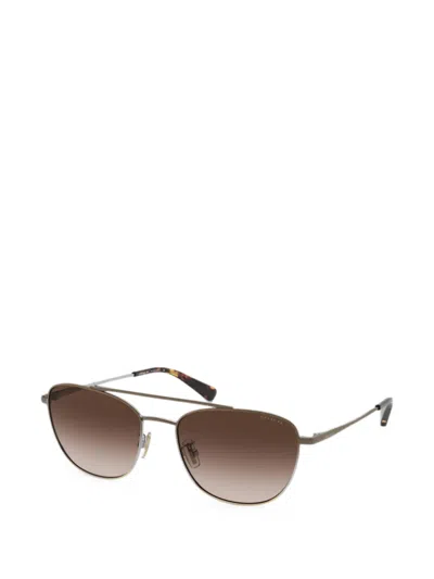 Coach Double-bridge Pilot-frame Sunglasses In Brown
