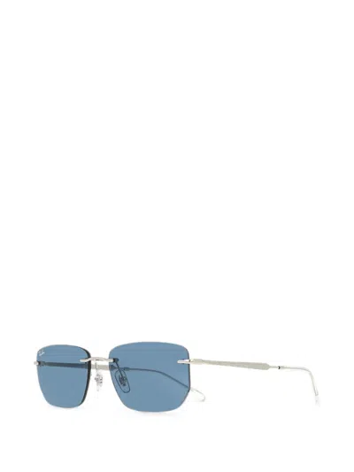 Ray Ban Rimless Rectangle-frame Sunglasses In Silver