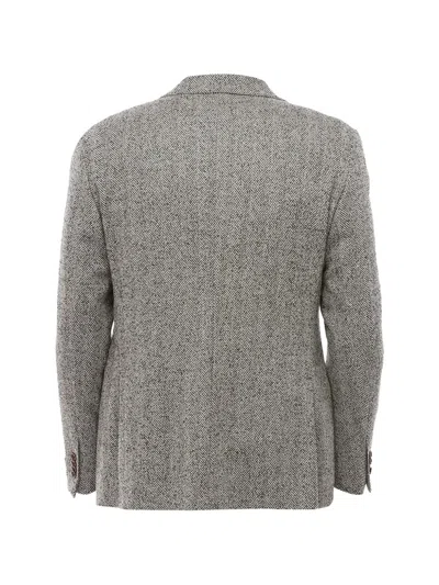 Corneliani Herringbone Single-breasted Blazer In Gray