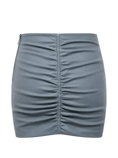 Dsquared2 Grey Leather Mini Skirt In Blue