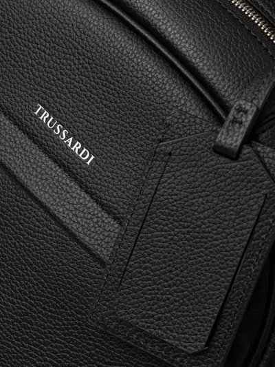 Trussardi Logo-print Pebbled Backpack In Black
