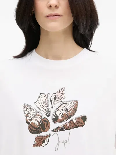 Joop Shell-print Rhinestone-embellished T-shirt In White