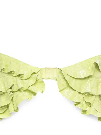 Dsquared2 Snake-effect Ruffled Top In Green