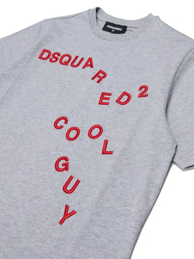 Dsquared2 Embroidered Logo-print T-shirt In Gray