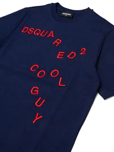 Dsquared2 Embroidered-logo T-shirt In Blue
