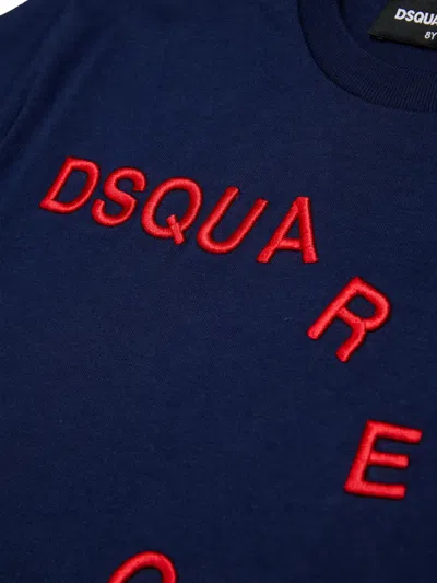 Dsquared2 Embroidered-logo T-shirt In Blue