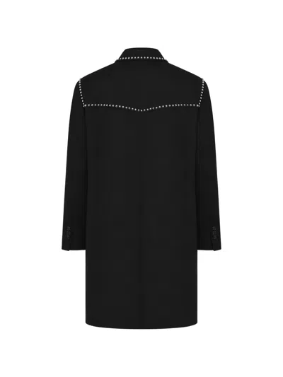 Dsquared2 Stud-embellished Relaxed-fit Coat In Black