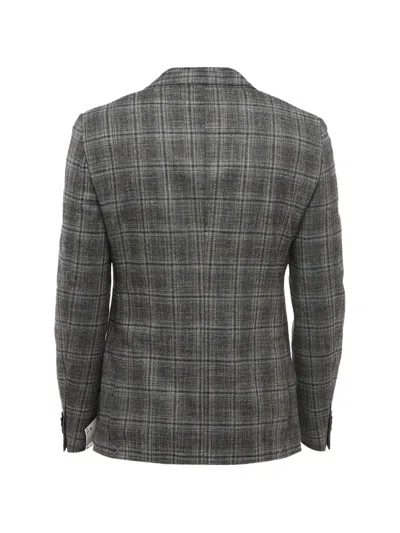 Corneliani Check-pattern Single-breasted Blazer In Gray