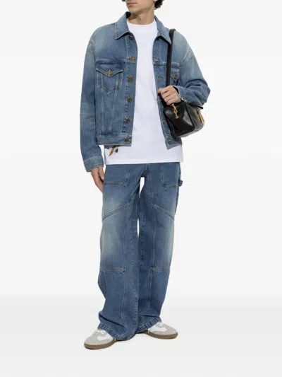Balmain Logo-embossed Denim Jacket In Black