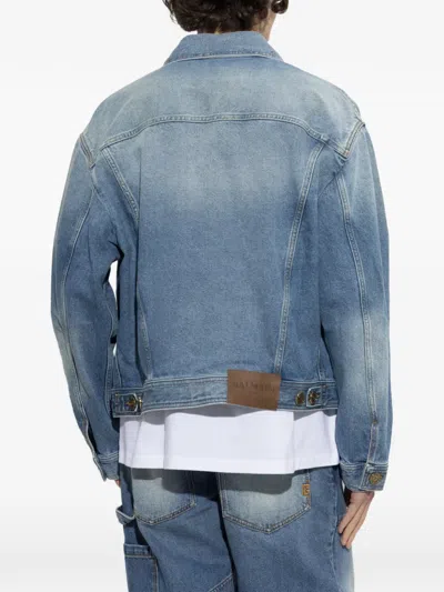 Balmain Logo-embossed Denim Jacket In Black