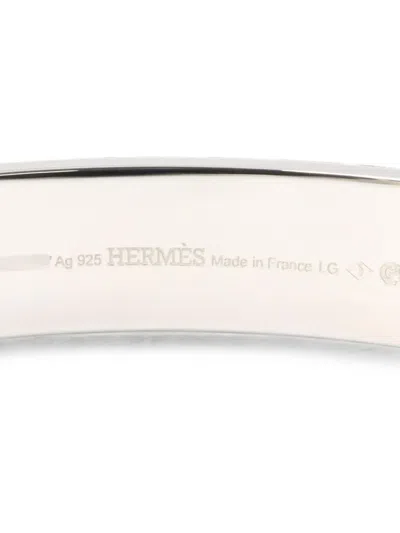 Pre-owned Hermes Collier De Chien Bangle In Silver