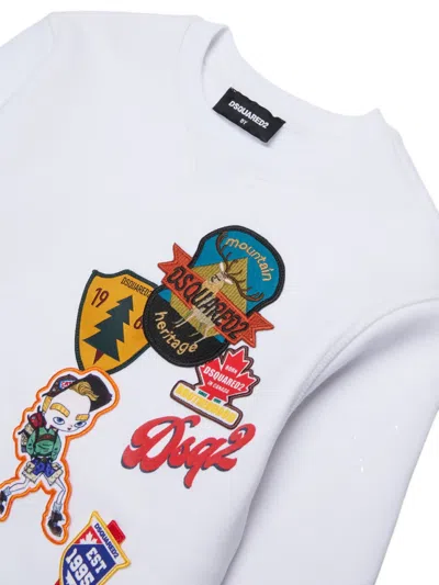 Dsquared2 Patch-detail Logo-print Sweatshirt In White