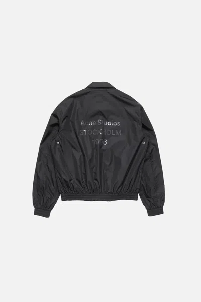 Acne Studios Short Jacket Structured Collar Elasticated Hem In Black