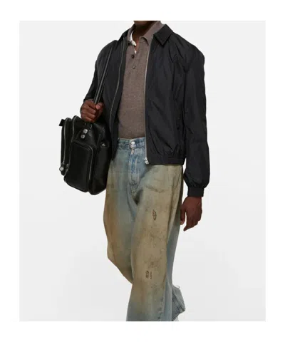 Acne Studios Short Jacket Structured Collar Elasticated Hem In Black