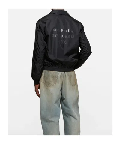 Acne Studios Short Jacket Structured Collar Elasticated Hem In Black
