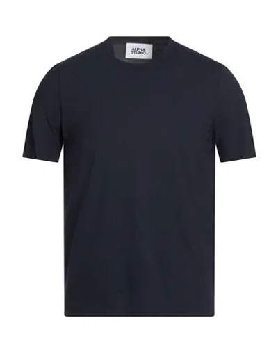Alpha Studio Man T-shirt Midnight Blue Size 44 Cotton, Elastane In Blue