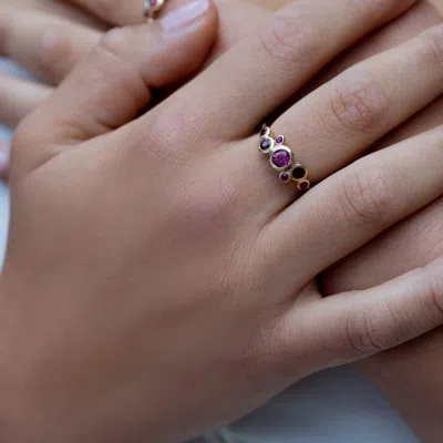 Dower & Hall 18k Gold Ruby Cascade Cluster Ring In Red