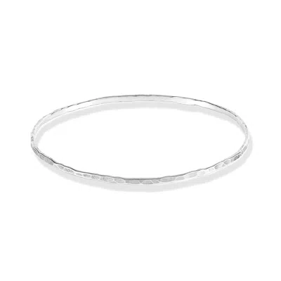 Dower & Hall 2mm Hammered Nomad Bangle In Silver,gold