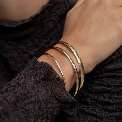 Dower & Hall 9k Gold 2mm Hammered Nomad Bangle