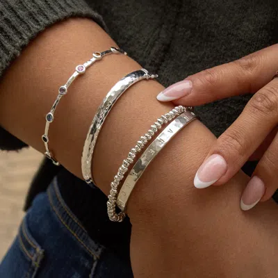 Dower & Hall Stampable Hammered Nomad Bangle In Silver