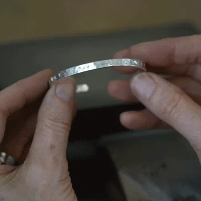 Dower & Hall Stampable Hammered Nomad Bangle In Silver